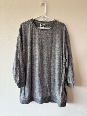 NOM Maternity Jo Cloud Knit Oversized Nursing Sweatshirt Tunic Grey L